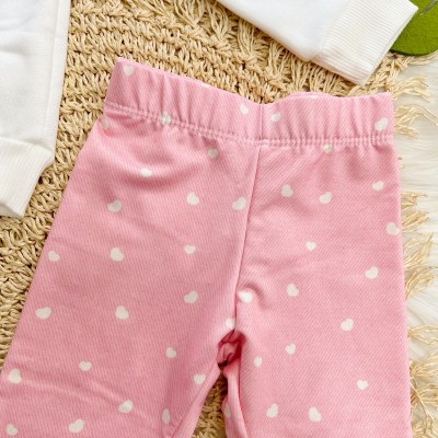 Conj. Casaco Ursinha com Unicórnio e Calça Legging - Off White e Rosa